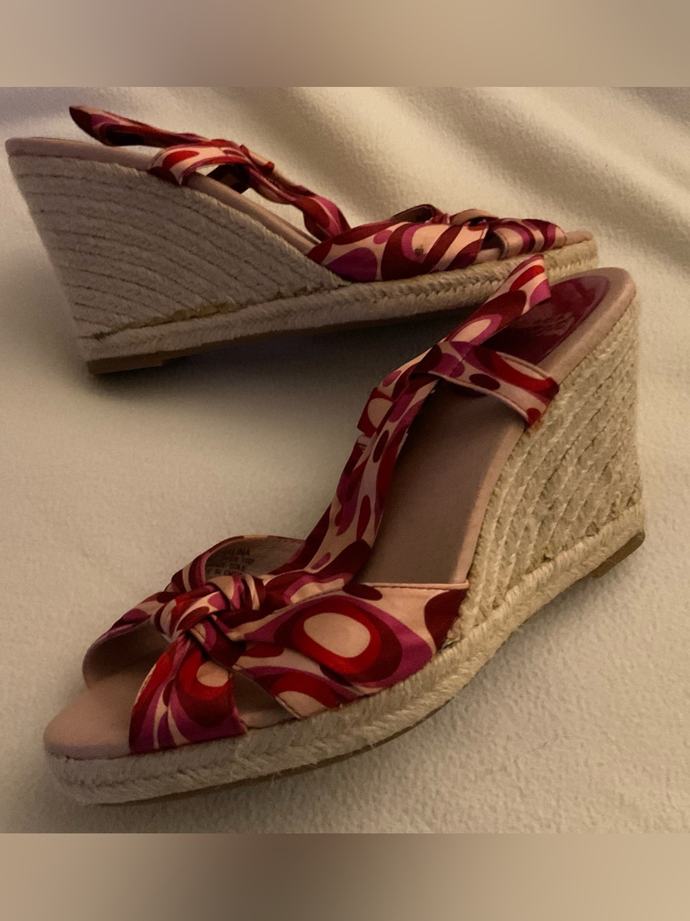 Women's Pink Patterned Knot-Front Slide Sandals